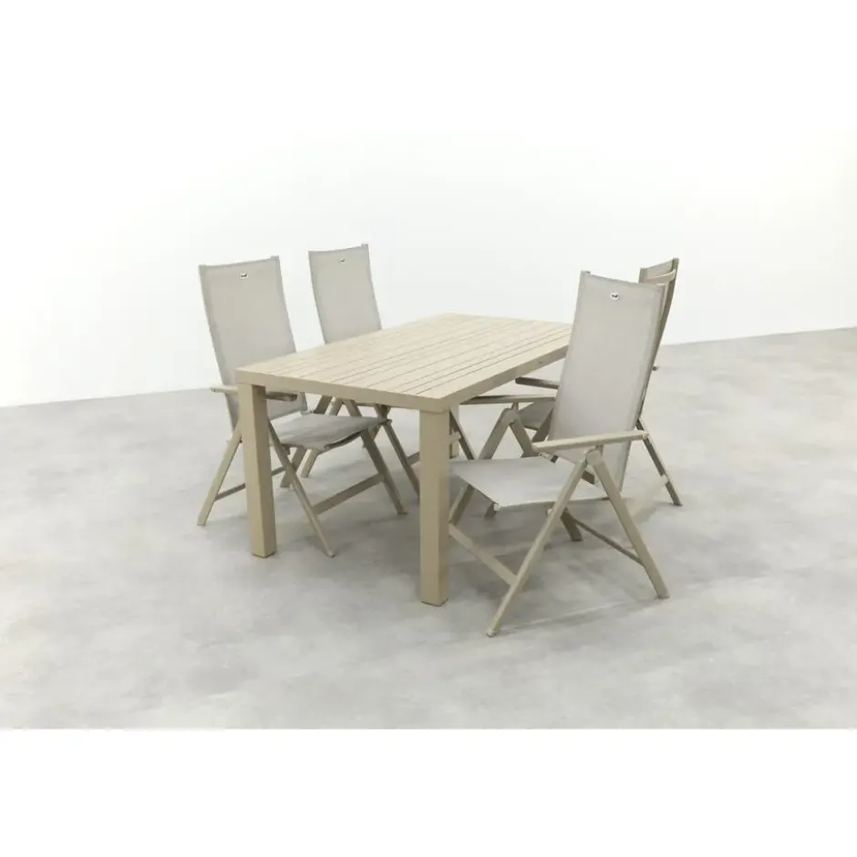 Hartman Napoli/Lena dining tuinset voor 4 personen 160x90 cm. - Latte