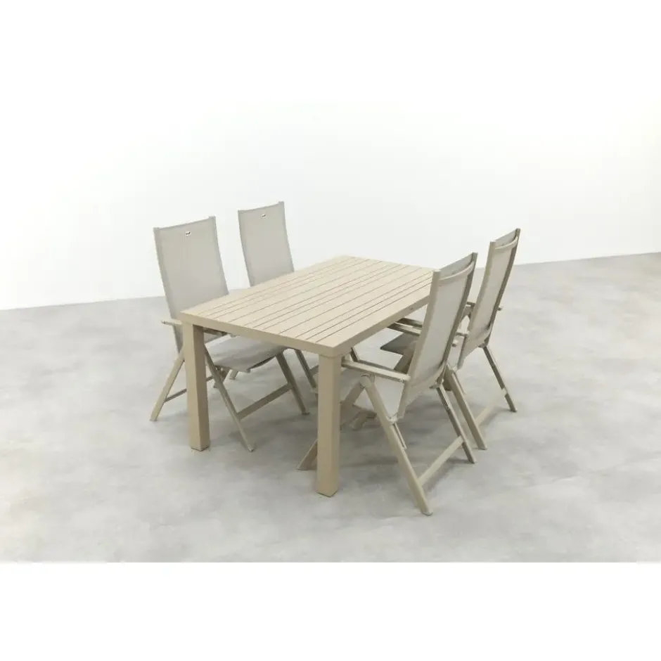 Hartman Napoli/Lena dining tuinset voor 4 personen 160x90 cm. - Latte