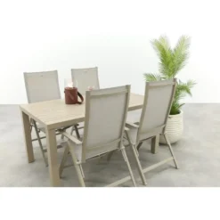 Hartman Napoli/Lena dining tuinset voor 4 personen 160x90 cm. - Latte