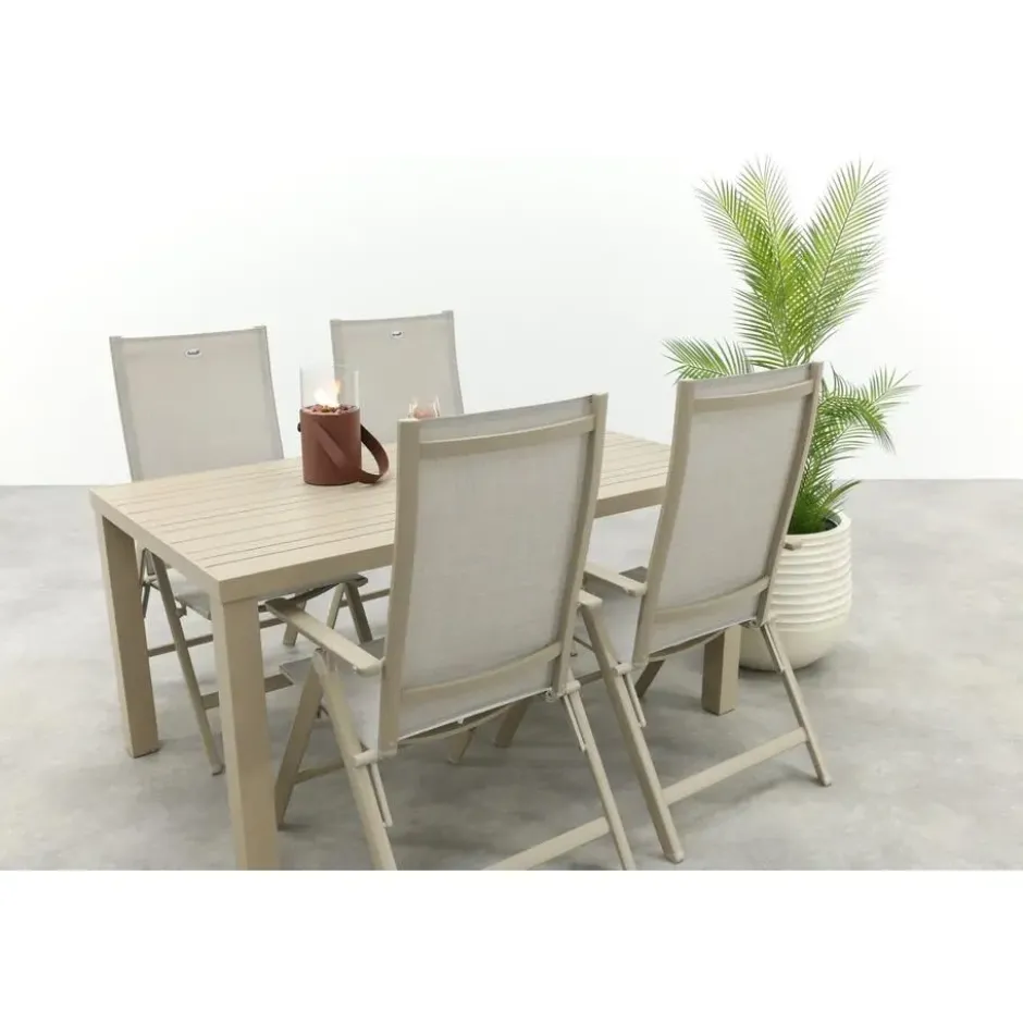 Hartman Napoli/Lena dining tuinset voor 4 personen 160x90 cm. - Latte