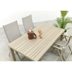 Hartman Napoli/Lena dining tuinset voor 4 personen 160x90 cm. - Latte
