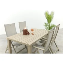 Hartman Napoli/Lena dining tuinset voor 4 personen 160x90 cm. - Latte