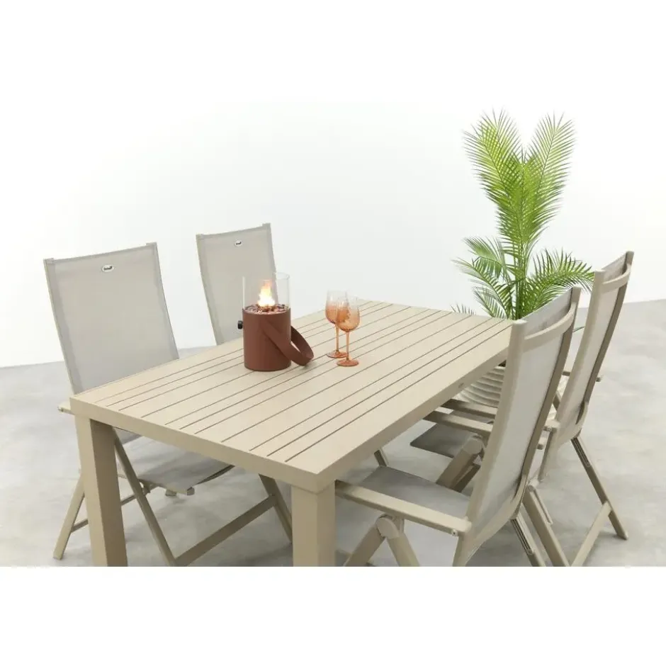 Hartman Napoli/Lena dining tuinset voor 4 personen 160x90 cm. - Latte