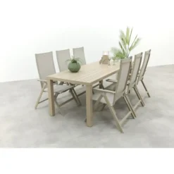 Hartman Napoli/Lena dining tuinset voor 6 personen 210x90 cm. - Latte