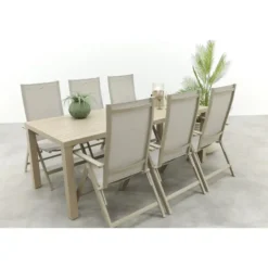 Hartman Napoli/Lena dining tuinset voor 6 personen 210x90 cm. - Latte