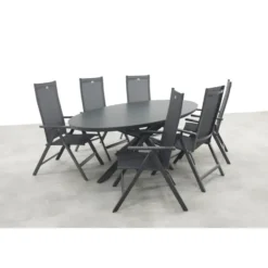 Hartman Napoli/Ventaro verstelbare ovale tuinset 240x115 cm. - Antraciet