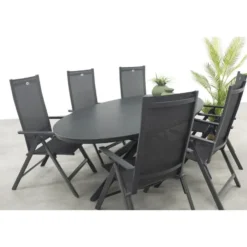 Hartman Napoli/Ventaro verstelbare ovale tuinset 240x115 cm. - Antraciet