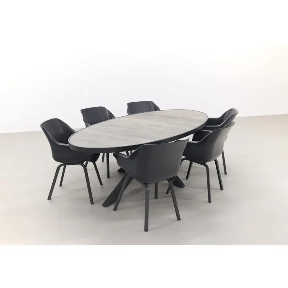 Hartman Sophie/Silva houtlook 240x115 cm. ovale tuinset - 7-delig