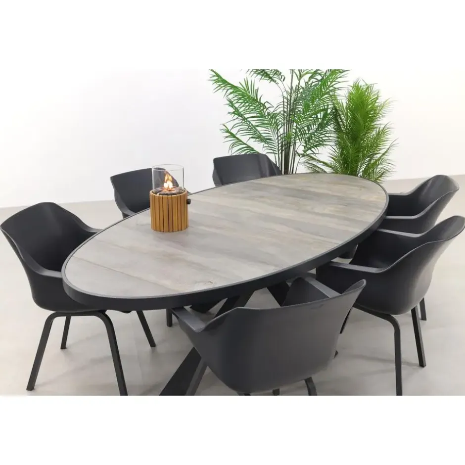 Hartman Sophie/Silva houtlook 240x115 cm. ovale tuinset - 7-delig