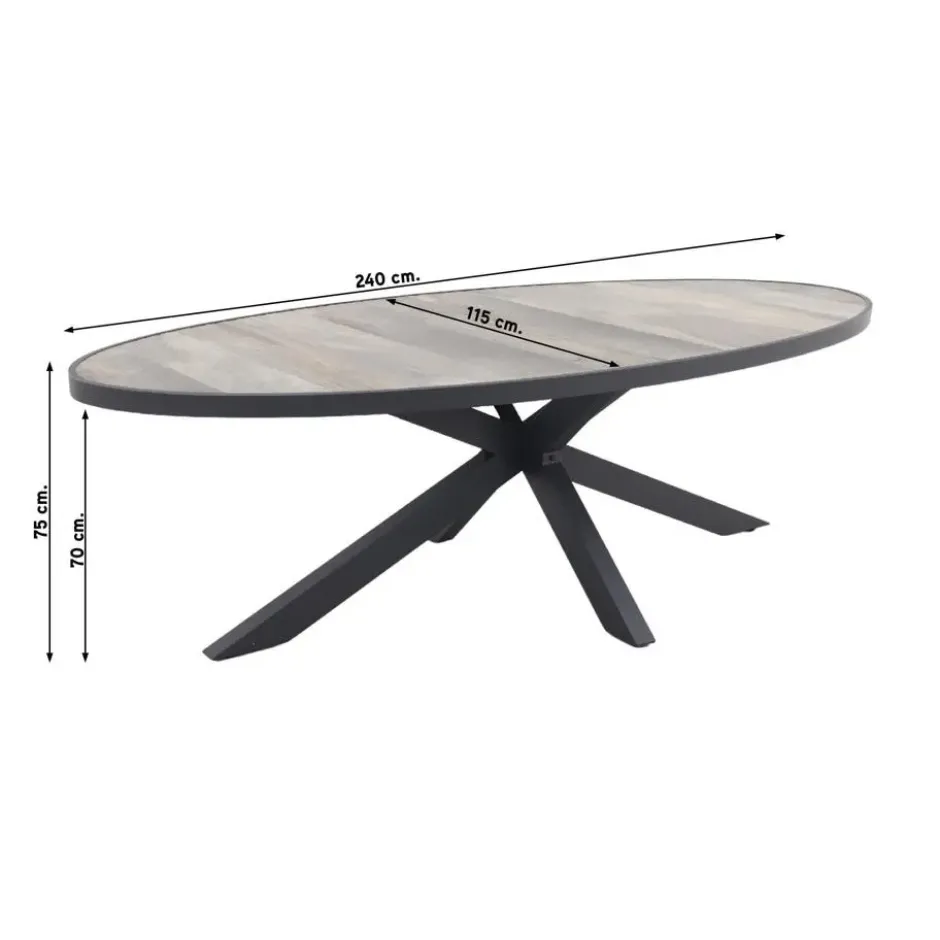 Hartman Sophie/Silva houtlook 240x115 cm. ovale tuinset - 7-delig