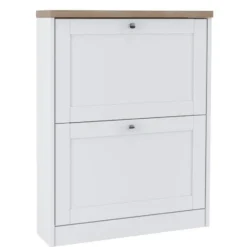 Heide - Schoenenkast met 2 kleppen in wit hout effect