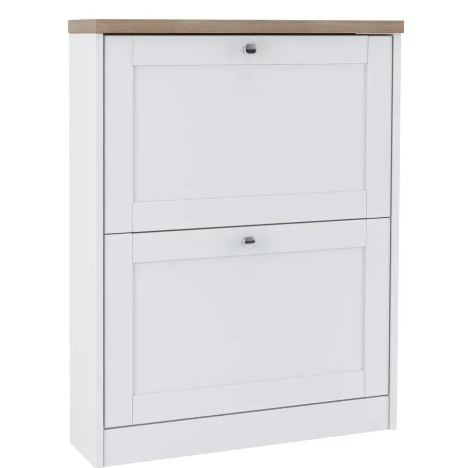 Heide - Schoenenkast met 2 kleppen in wit hout effect