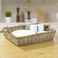 HI dienblad - zeegras - 48 x 36 x 11 cm - beige - opstaande rand