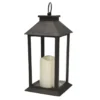 HI Lantaarn - zwart - kaars met LED verlichting - 33 cm