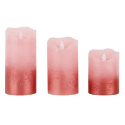 HI LED kaarsen - set van 3x st - roze - half metallic -met timer