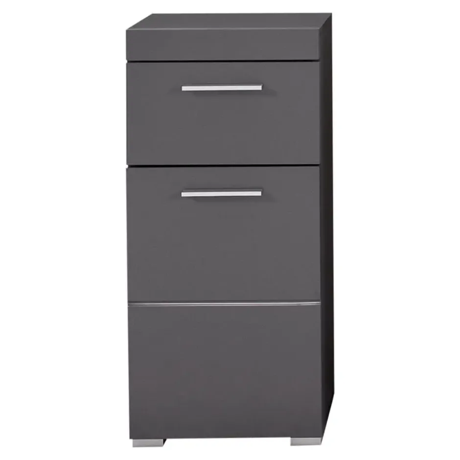 Hioshop AmandaMando badkamerkast 1 deur- 1 lade grijs- grijs hoogglans