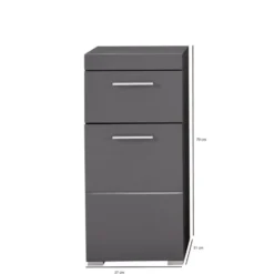 Hioshop AmandaMando badkamerkast 1 deur- 1 lade grijs- grijs hoogglans