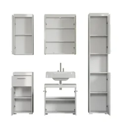 Hioshop AmandaMandoBea badkamer 5 delen wit hoogglans- wit
