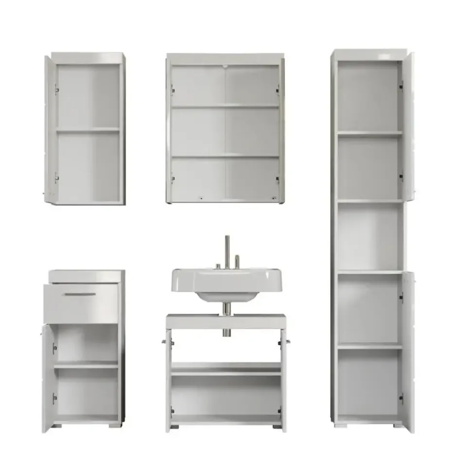 Hioshop AmandaMandoBea badkamer 5 delen wit hoogglans- wit
