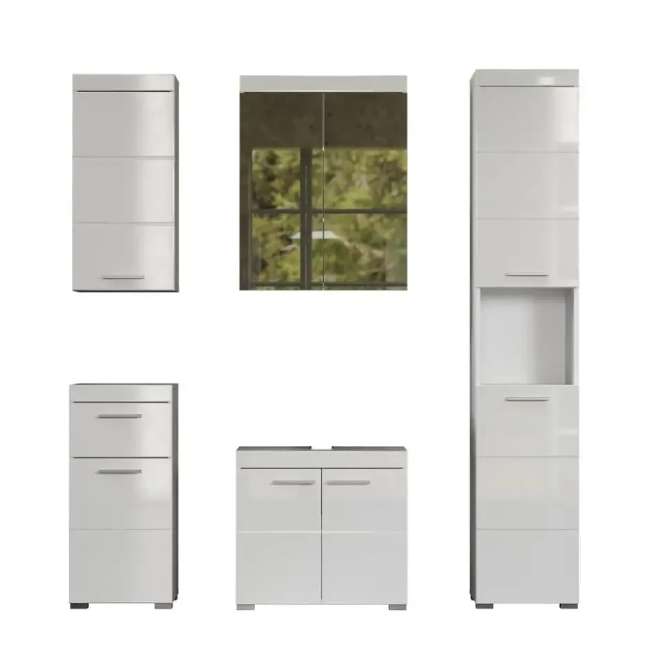 Hioshop AmandaMandoBea badkamer 5 delen wit hoogglans- wit