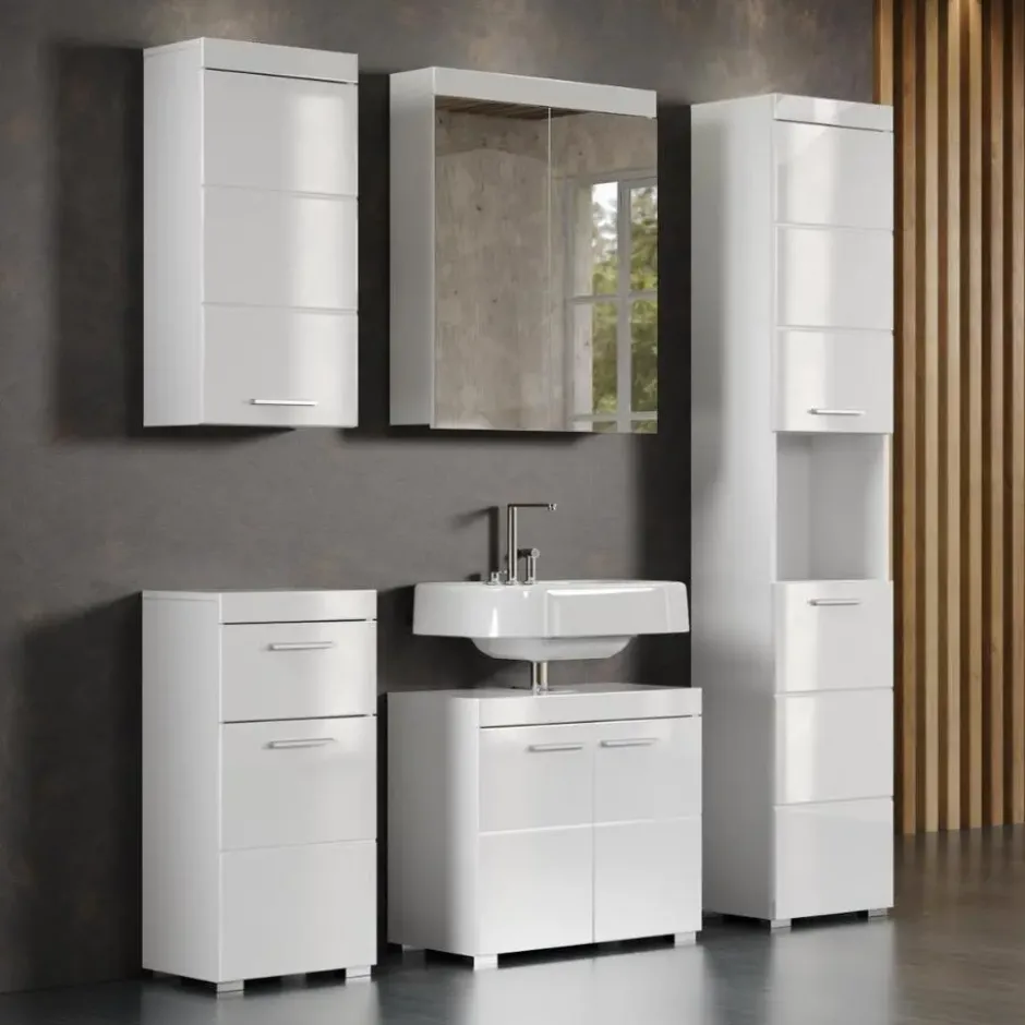Hioshop AmandaMandoBea badkamer 5 delen wit hoogglans- wit