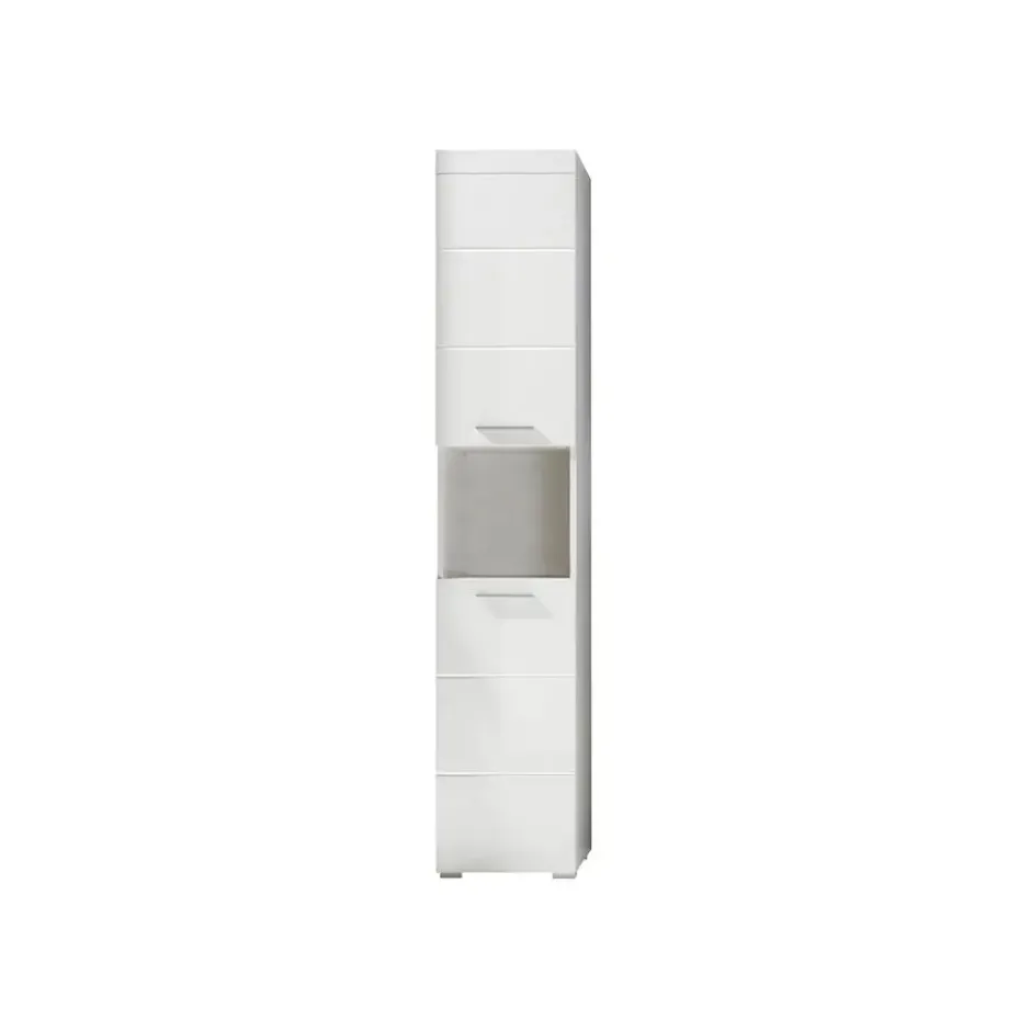 Hioshop AmandaMando kolomkast 2 deuren- 1 open vak wit- wit hoogglans
