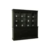 Hioshop Amaretta vitrinekast 4 deuren- zwart antiek gepatineerd Breedte 186