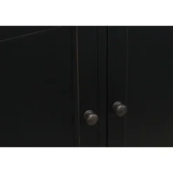 Hioshop Amaretta vitrinekast 4 deuren- zwart antiek gepatineerd Breedte 186
