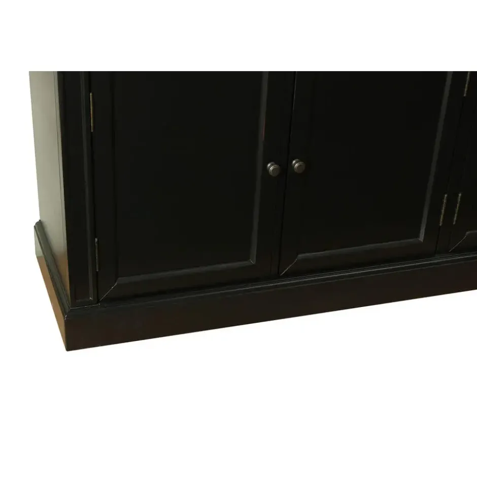 Hioshop Amaretta vitrinekast 4 deuren- zwart antiek gepatineerd Breedte 186