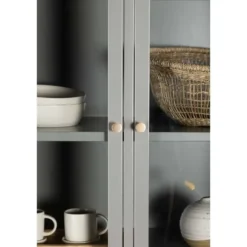 Hioshop Bakal vitrinekast 2 glazen deuren- 2 deuren lichtgrijs