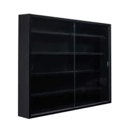 Hioshop Blacklava vitrinekast vitrinekast- 2 schuifdeuren zwart