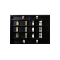 Hioshop Blacklava vitrinekast vitrinekast- 2 schuifdeuren zwart