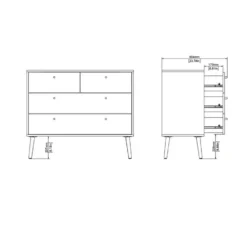 Hioshop Bodo kommode 4 lades wit