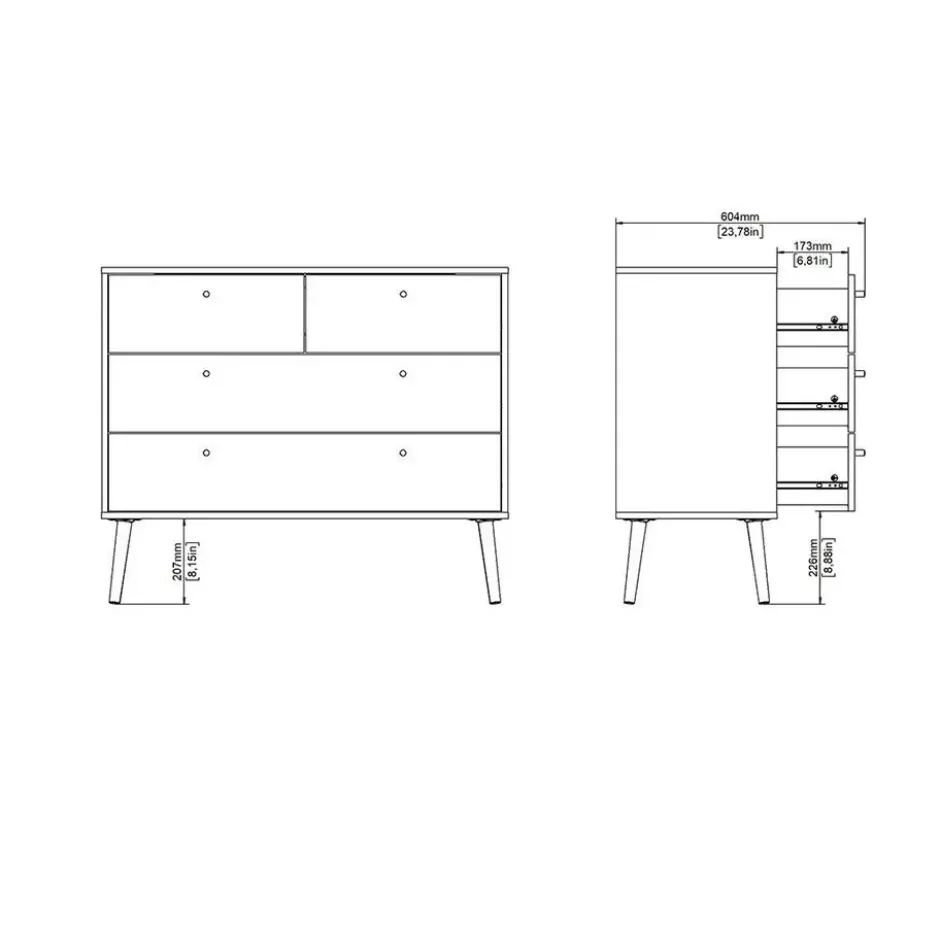 Hioshop Bodo kommode 4 lades wit