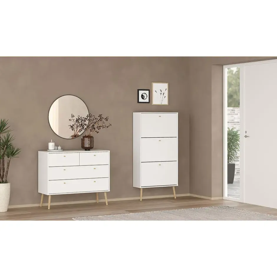 Hioshop Bodo kommode 4 lades wit