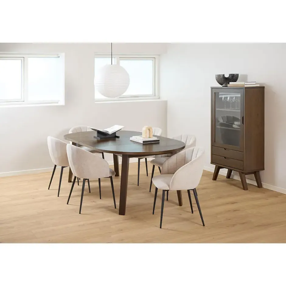 Hioshop Bristol vitrinekast 1 deur 2 lades 2 planken grijs