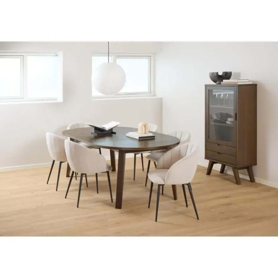 Hioshop Bristol vitrinekast 1 deur 2 lades 2 planken grijs