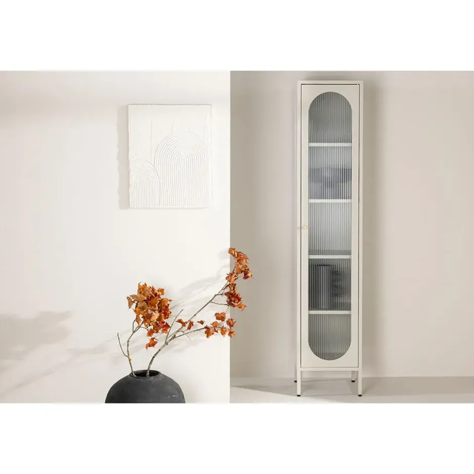 Hioshop Cali vitrinekast 1 deur beige