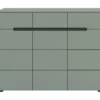 Hioshop Canu schoenenkast 3 deuren- 3 lades stofgroen- donkergrijs