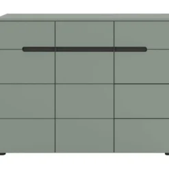 Hioshop Canu schoenenkast 3 deuren- 3 lades stofgroen- donkergrijs