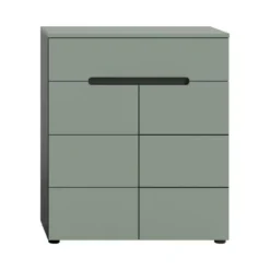 Hioshop Canu schoenenkast 2 deuren- 1 lade stofgroen- donkergrijs