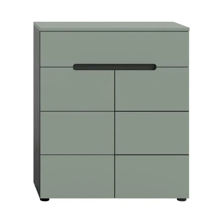 Hioshop Canu schoenenkast 2 deuren- 1 lade stofgroen- donkergrijs