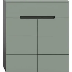 Hioshop Canu schoenenkast 2 deuren- 1 lade stofgroen- donkergrijs