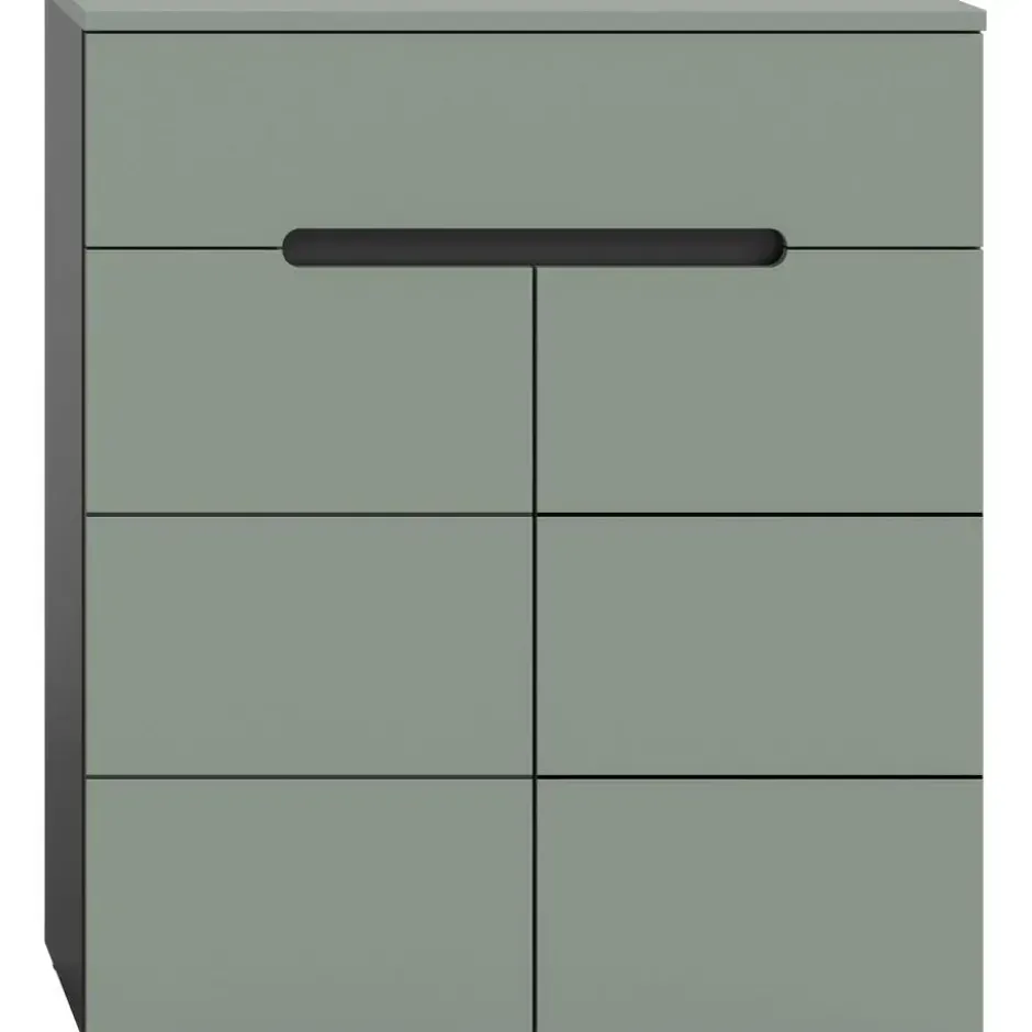 Hioshop Canu schoenenkast 2 deuren- 1 lade stofgroen- donkergrijs