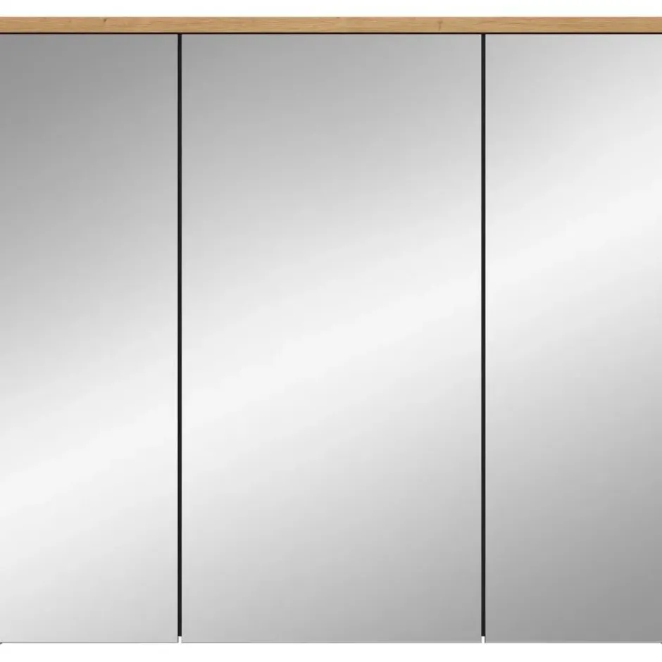 Hioshop Canu spiegelkast 3 spiegeldeuren eiken decor- grijs