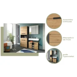 Hioshop Canu spiegelkast 3 spiegeldeuren eiken decor- grijs
