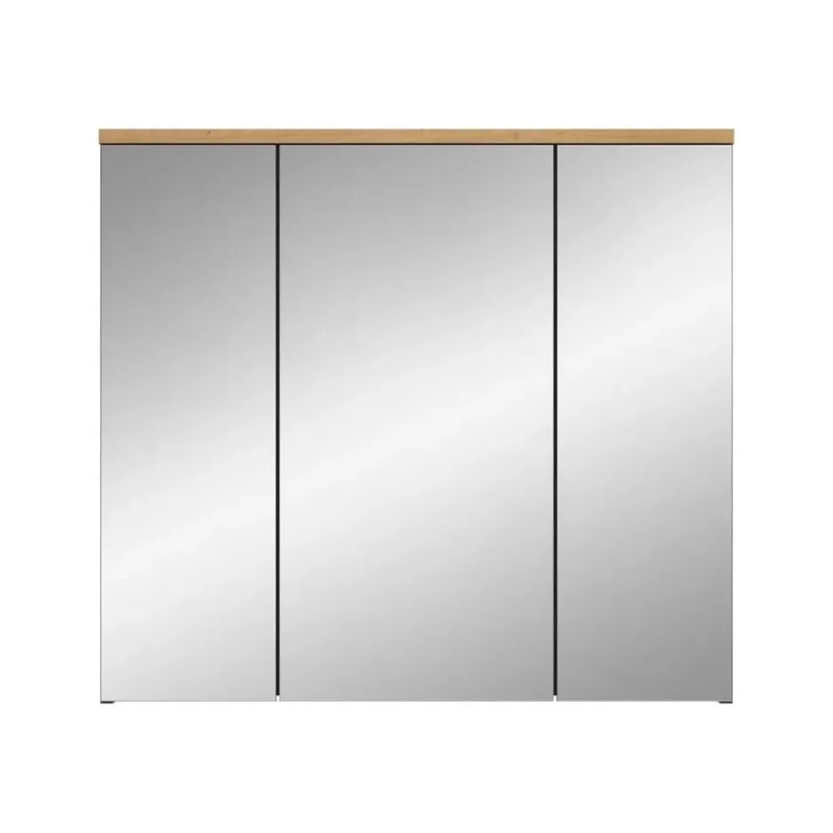 Hioshop Canu spiegelkast 3 spiegeldeuren eiken decor- grijs