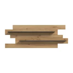 Hioshop Canu wandkast wandplank 2 planken eiken decor- donkergrijs