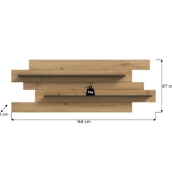 Hioshop Canu wandkast wandplank 2 planken eiken decor- donkergrijs