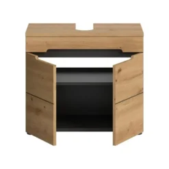 Hioshop Canu wastafel 2 deuren eiken decor- grijs